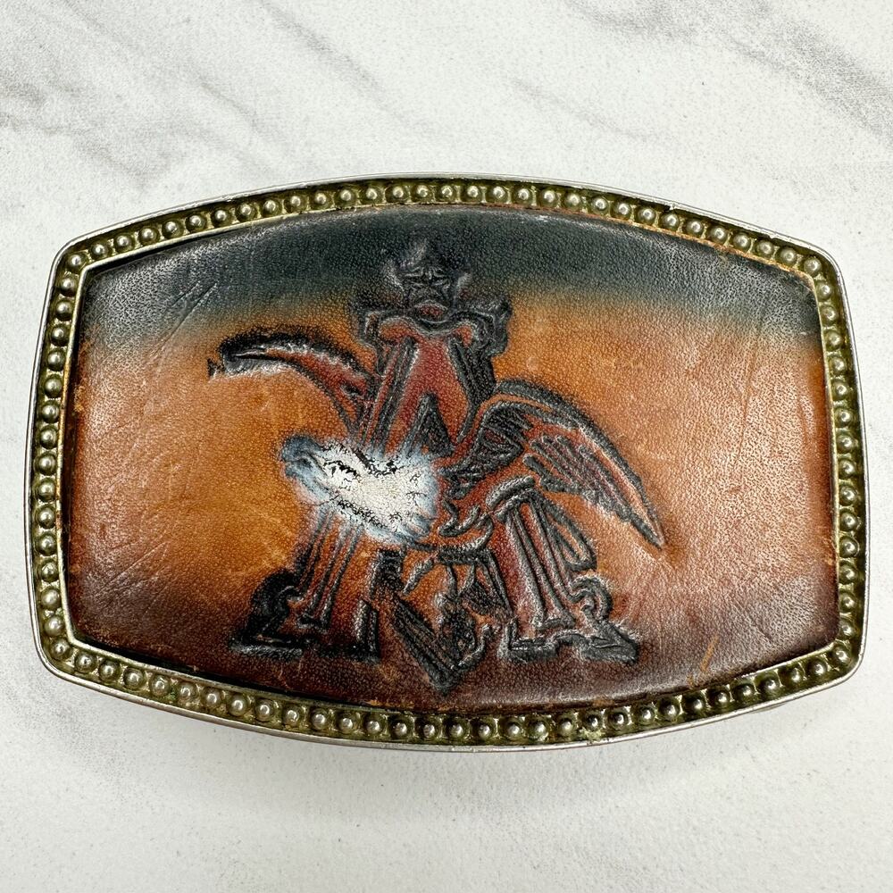Vintage Alumaline Anheuser Busch Eagle Leather Buckle ✨